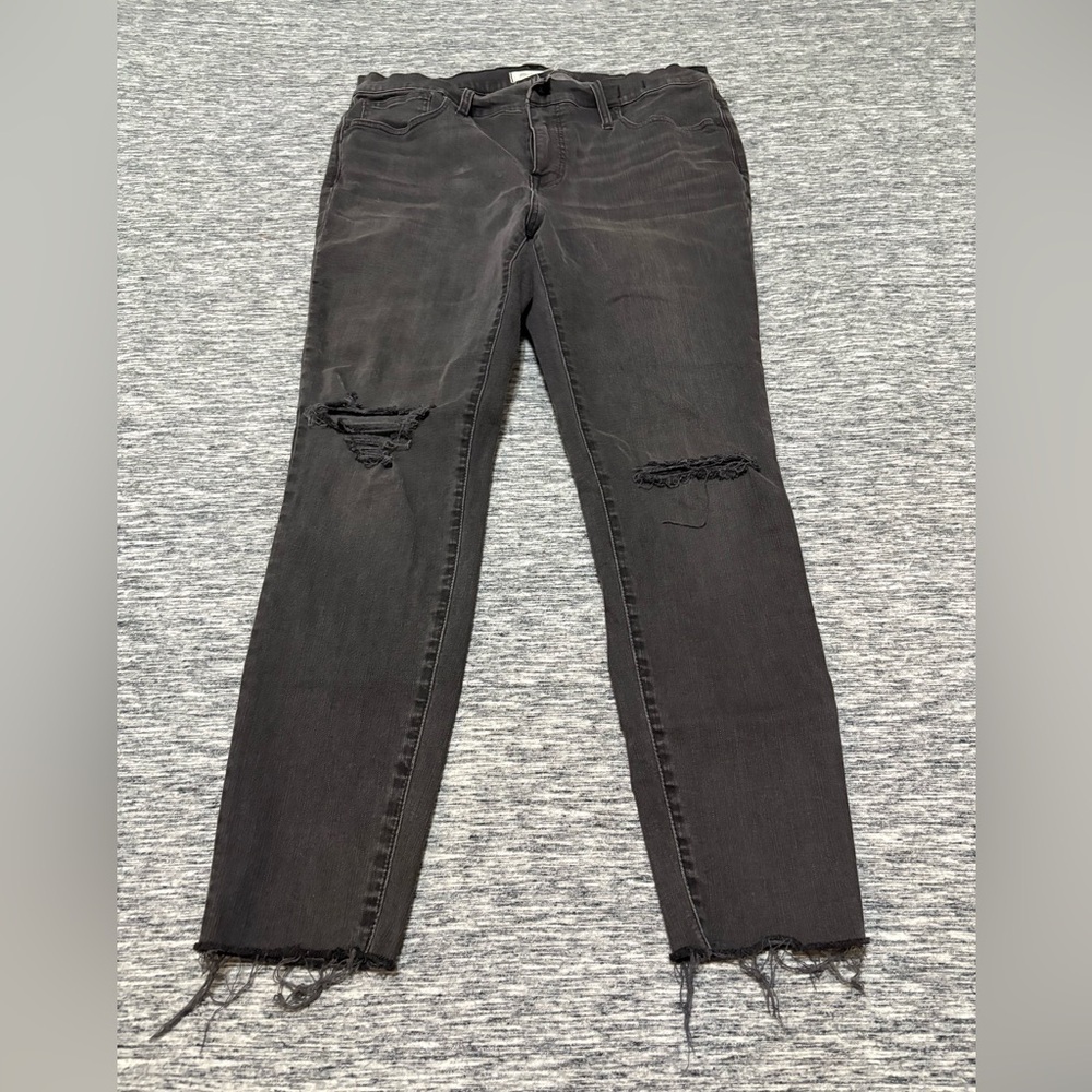Madewell Jeans Distressed Black Denim High Rise Skinny Size 33